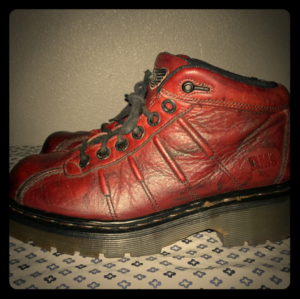 Dr Marten red leather boots